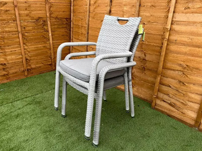 stacked garden chairs light grey